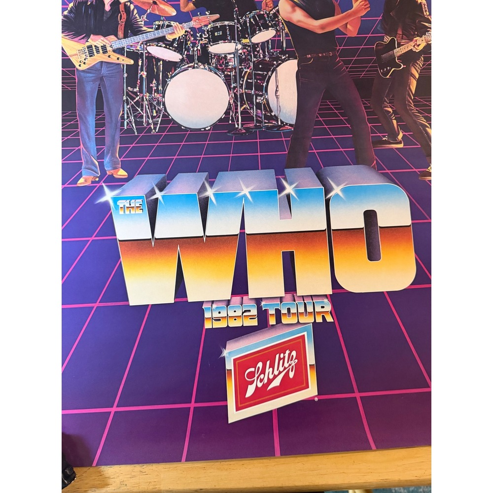 Vintage 1982 The Who Tour Poster Schlitz Rocks America Rock Band 20x30 Man Cave - Picture 2 of 9